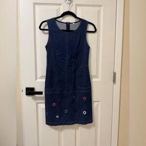 Denim Dress with Colorful Grommets
